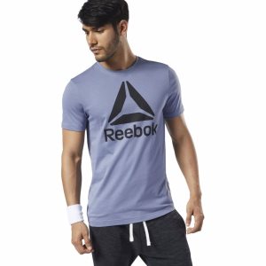 Koszulki Męskie Reebok QQR- Stacked Indygo PL 82PVGMH